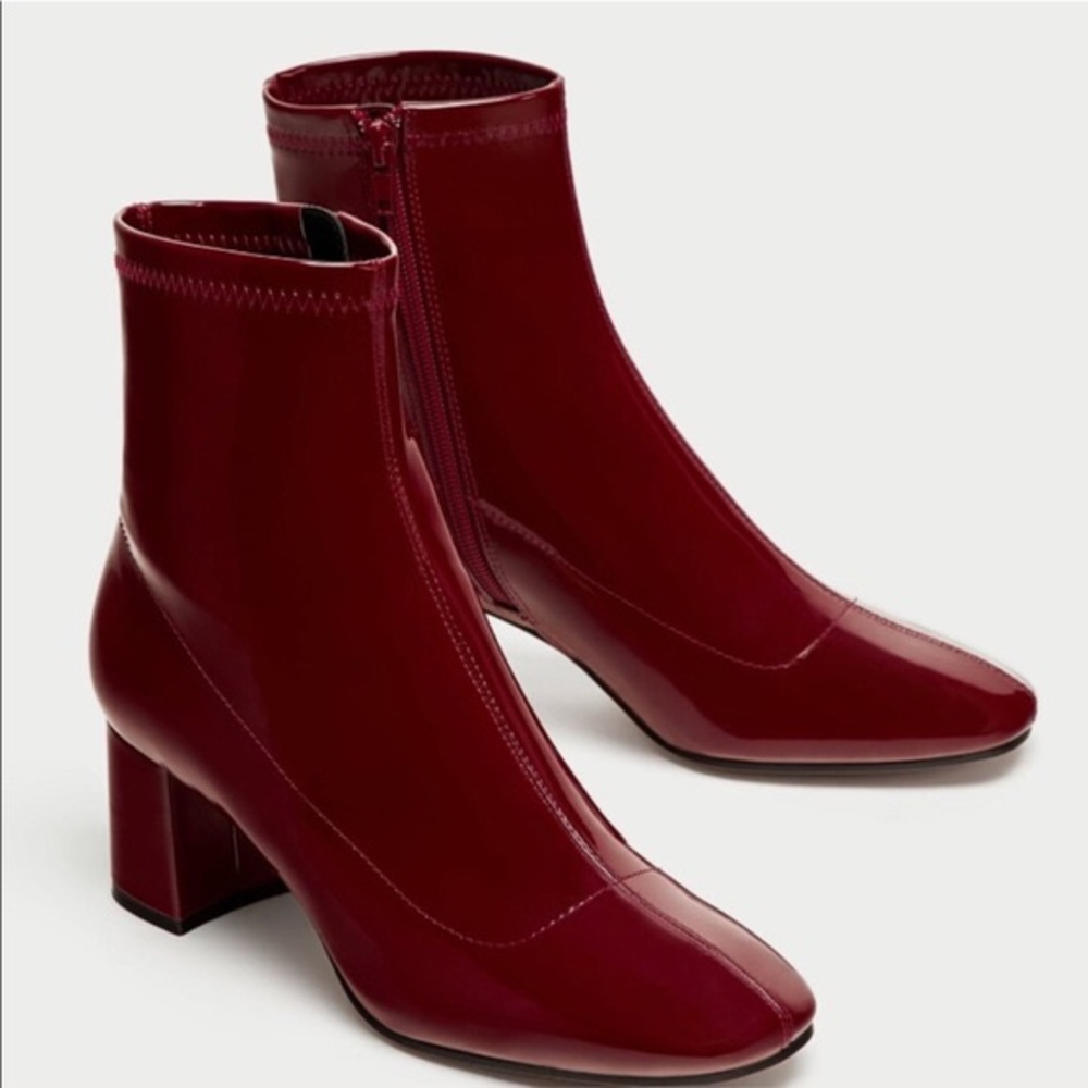 Zara Burgundy Patent Booties